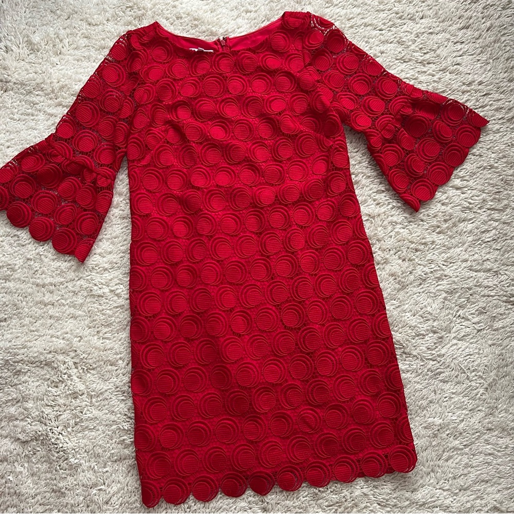 RSVP by Talbots 10 Red Half Bell Sleeve Dress